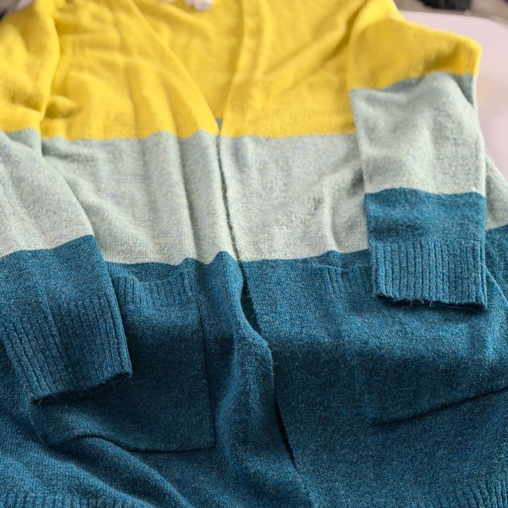 A New  Day Colorblock Cardigan - Yellow, Light Blue, Teal Medium